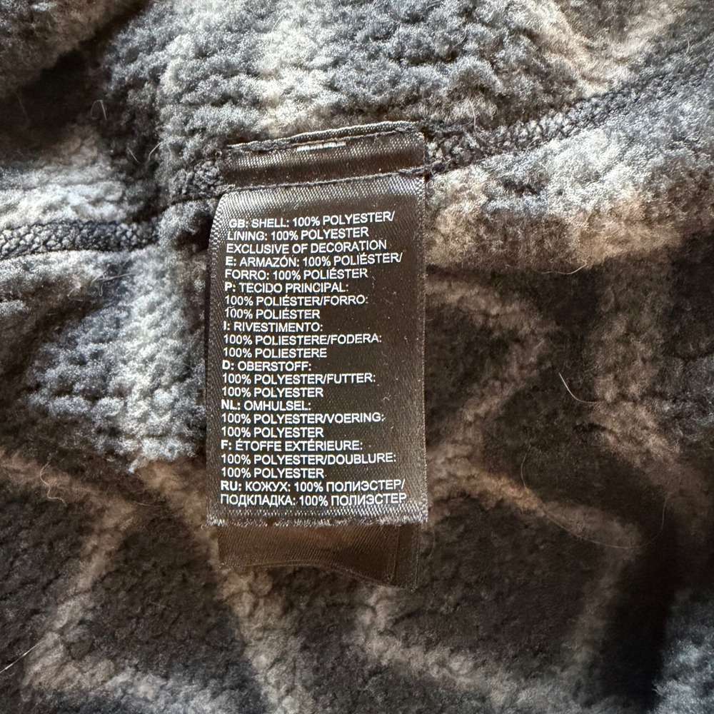 The North Face Mens XL Aztec Geometric Fleece Quarter Zip Pullover Black Grey - Picture 9 of 9